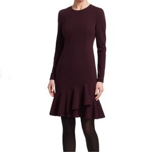 Akris Punto Long Sleeve Sheath Ruffle Hem Dress